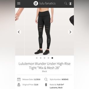 Lululemon Wunder Under High-Rise Tight *Mix & Mesh 28”